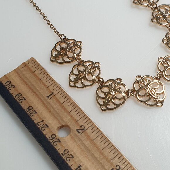 Vintage Charming Charlie Gold Tone Floral Necklace Adjustable Chain Link Gift - Picture 4 of 4